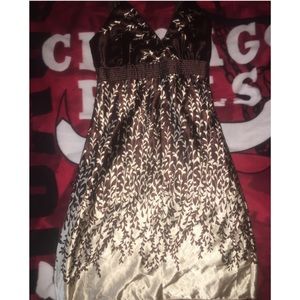 Beautiful silk brown and gold dress size small